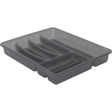 Organizator sertar pentru tacâmuri din plastic gri 39 x 32 cm Basic - Rotho