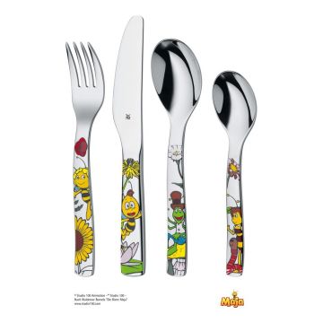 Set tacâmuri 4 piese din oțel inoxidabil pentru copii WMF Cromargan® Včelka Mája