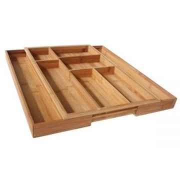 Suport organizare tacamuri, extensibil pe latime de la 285 mm la 420 mm, din bambus, model mare - Maxdeco