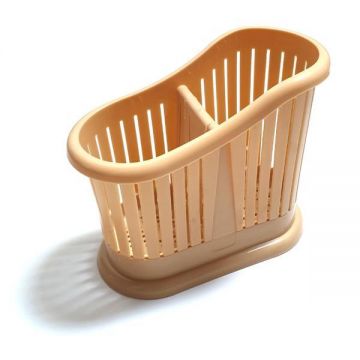 Suport tacamuri cu doua compartimente, crem - Maxdeco