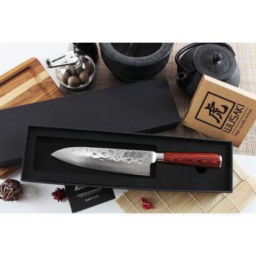 Cutit Santoku model japonez lama otel X50 17cm maner pakkawood lemn