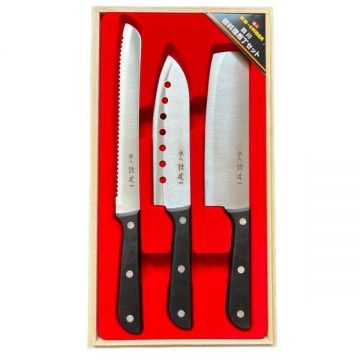 Set 3 cutite japoneze din otel inoxidabil, cutit model Nakiri, cutit bucatarie all-purpose, cutit paine