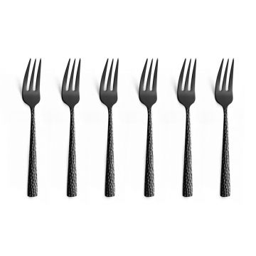 Set 6 furculite pentru desert, Amefa, Felicity, inox, negru
