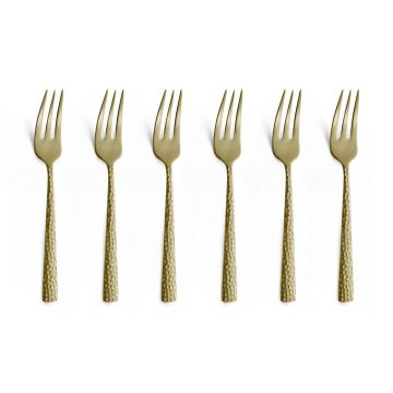 Set 6 furculite pentru desert, Amefa, Felicity, inox, sampanie