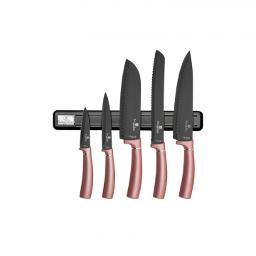 Set cutite 6 piese cu banda magnetica I-Rose Berlinger Haus BH 2538A