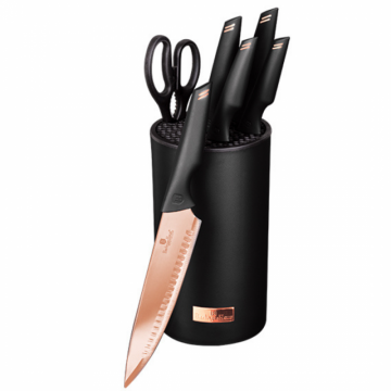 Set cutite 7 piese cu suport Black Rose Berlinger Haus BH 2651