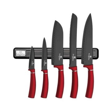 Set cutite cu suport magnetic Burgundy Berlinger Haus BH 2534A
