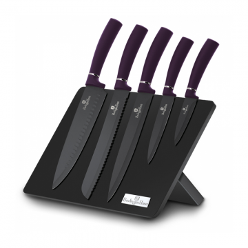 Set de cutite 6 piese cu suport magnetic Purple Berlinger Haus BH 2577