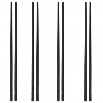 Set Hashi bete traditionale japoneze pentru mancat, Quasar & Co, striate, reutilizabile, pretabile calatorie/camping, fibra de sticla, 4 perechi, negru