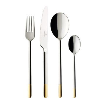 Set tacamuri 24 piese, Villeroy & Boch, Ella, inox 18/10, placat cu aur