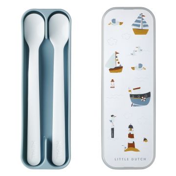 Linguri pentru copii albe/albastru-deschis din plastic 2 buc. Sailors Bay by Little Dutch – Mepal
