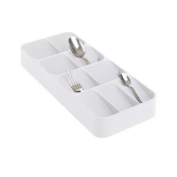 Organizator pentru tacamuri cu 9 compartimente, alb, 38.5x16.5x5.2 cm