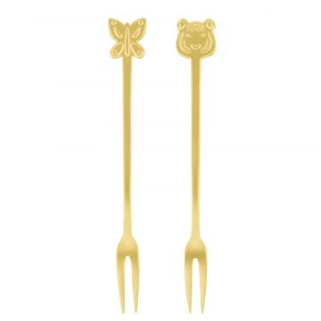 Set 2 furculite Sambonet Party Fashion inox  auriu antichizat