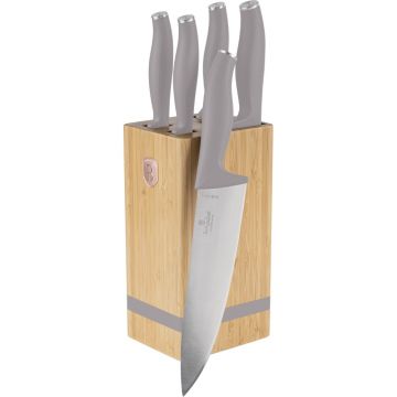 Set cutite 6 piese, suport lemn Taupe Collection Berlinger Haus BH 2974