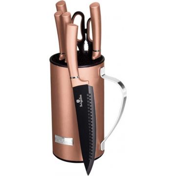 Set de cutite cu stativ, 7 piese, Rose Gold Berlinger Haus BH 2583