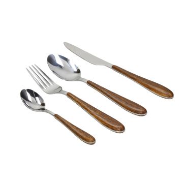 Set tacamuri 24 piese Antony Wood, Tognana Porcellane, inox, maro