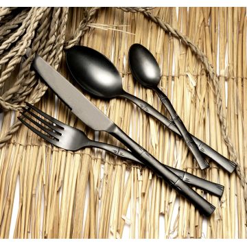 Set tacamuri Amefa, Karma, 16 piese, inox 18/0, negru