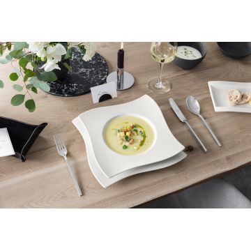 Farfurie adanca NewWave, Villeroy & Boch, 24.5x24.5x4.5 cm, 340 ml, portelan premium, alb