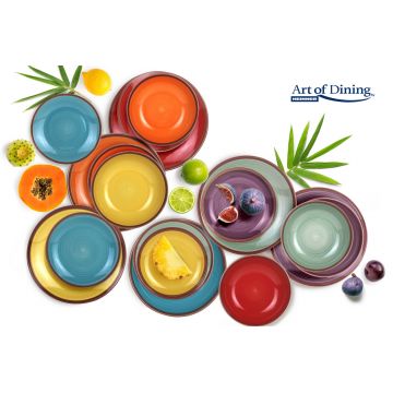 Serviciu de masa, 18 piese Aquarelle, Art of Dining by Heinner, ceramica, multicolor