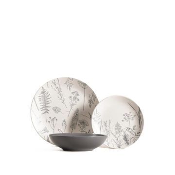 Serviciu de masa 18 piese Bari, Homla, gresie, alb/gri