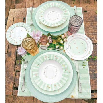 Serviciu de masa 18 piese, Brandani, Polline Green, portelan New Bone China