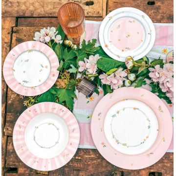 Serviciu de masa 18 piese, Brandani, Polline Pink, portelan New Bone China