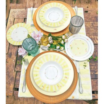 Serviciu de masa 18 piese, Brandani, Polline Yellow, portelan New Bone China