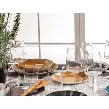 Serviciu de masa 18 piese, Essential Amber, Brandani, portelan, ambra