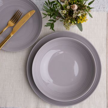 Serviciu de masa 18 piese Linea, Ambition, portelan, gri