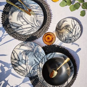 Serviciu de masa 18 piese Madison Malindi, Tognana, portelan, alb/negru