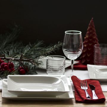 Serviciu de masa 18 piese Monaco, Ambition, 6 persoane, portelan, alb