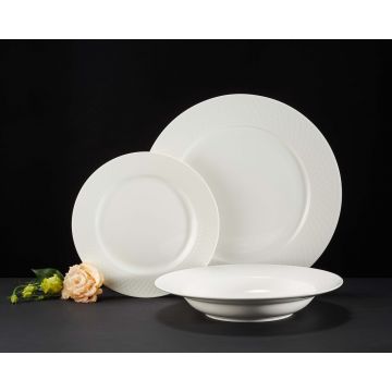 Serviciu de masa 18 piese Sonia, Ambition, 6 persoane, portelan, alb