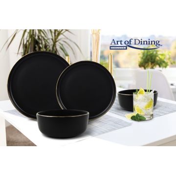 Serviciu de masa Imperial, Art of Dining by Heinner, 18 piese, ceramica, negru/auriu