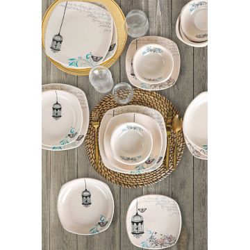 Serviciu de masa, Keramika, 275KRM1301, Ceramica, Crem / Albastru / Negru