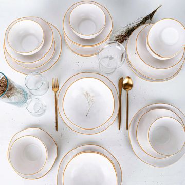 Serviciu de masa, Hermia, 275KRM1685, Antibacterian, Aur/Alb