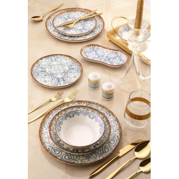 Serviciu de masa, Noble Life, 721NBL3153, Portelan , Farfurie intinsa 25 cm, Multicolor