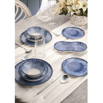 Serviciu de masa, Noble Life, 721NBL3156, Portelan , Farfurie intinsa 25 cm, Albastru