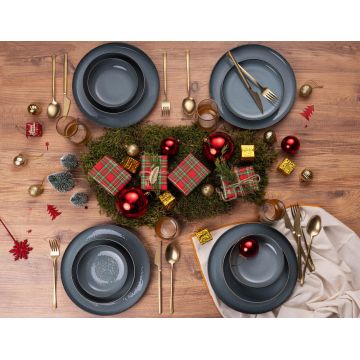 Serviciu de masa, Hermia, 513RKT1102, Farfurie: 20 x 20 x 5 cm (6 bucăți), Albastru