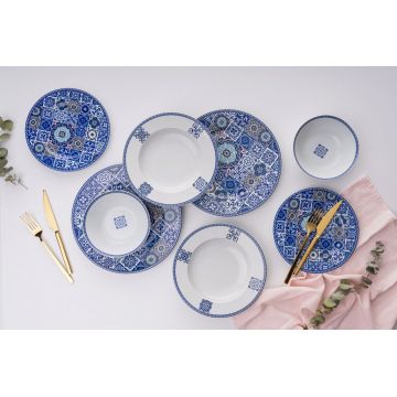 Serviciu de masa, Hermia, 513RKT1108, Farfurie: 23 cm (6 bucăți), Bleumarin / Turcoaz / Negru / Roșu
