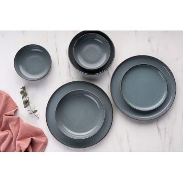 Serviciu de masa, Hermia, 513RKT1109, Farfurie: 20 x 20 x 5 cm (6 bucăți), Albastru