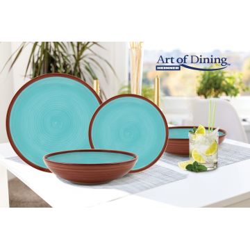 Serviciu de masa Sierra, Art of Dining by Heinner, 18 piese, ceramica, turcoaz/maro