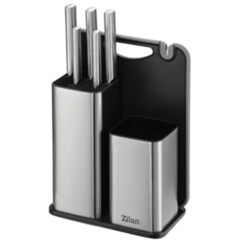 Set 2 x 7 Cutite din Otel Inoxidabil, Suport si Tocator