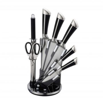 Set 2 x Cutite din Otel Inoxidabil cu Suport, 8 Piese