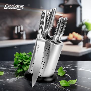 Set 5 cutite si suport Skyline, Cooking by Heinner, inox, argintiu