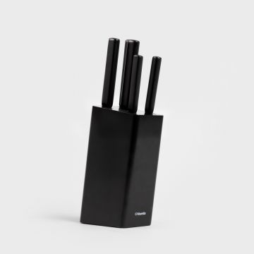 Set 5 cutite + suport Masterset, Homla, lemn/inox, negru Set 5 cutite + suport Masterset, Homla, lemn/inox, negru