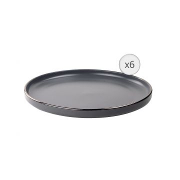 Set 6 farfurii intinse Calypso, Art of Dining by Heinner, 27 cm, ceramica, gri