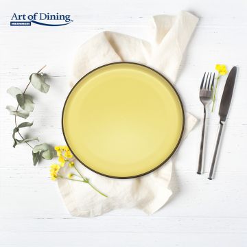 Set 6 farfurii intinse Medeea, Art of Dining by Heinner, 27 cm, ceramica, galben/negru