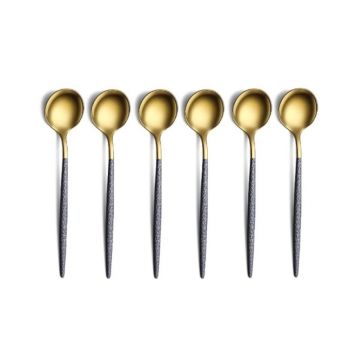 Set 6 Lingurite din Inox, Berglander, Auriu/Negru