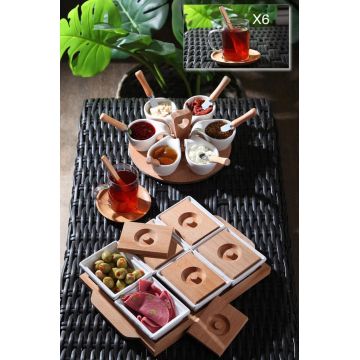 Set de mic dejun, Hermia, 196RWE2102, Tavă din lemn: 31,5 x 22 cm (2 bucăți), Multicolor