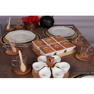 Set de mic dejun, Hermia, 196RWE2103, Tavă din lemn: 31,5 x 22 cm (2 bucăți), Alb